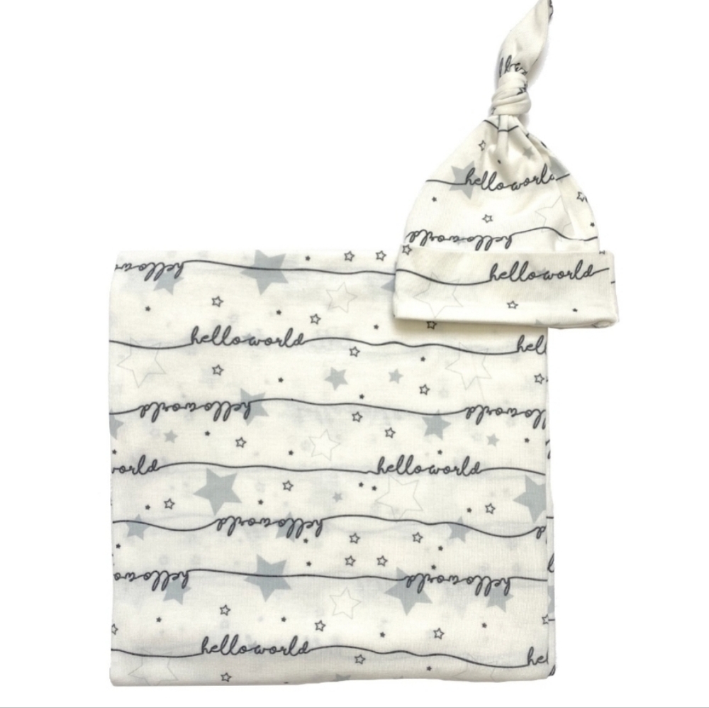 SET OF 2! Wonder Nation Unisex Newborn Twins Swaddle Cap Set Star Print